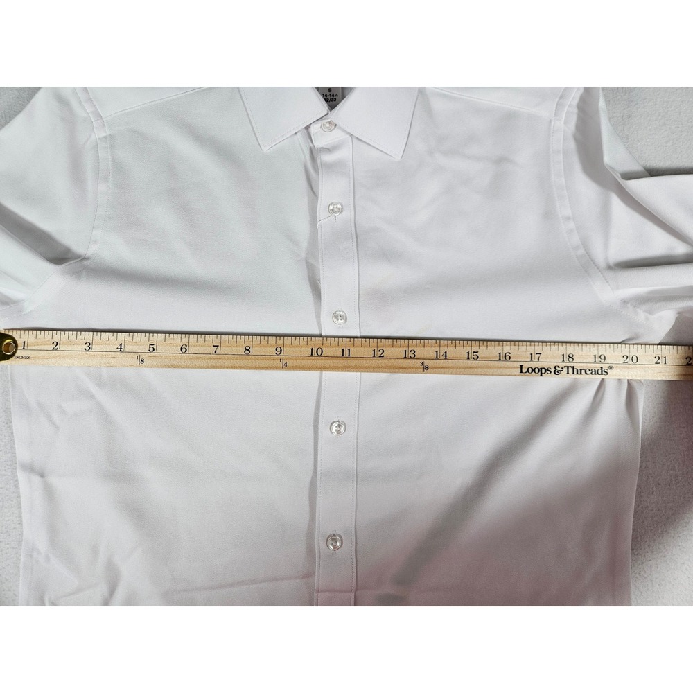 Bill Blass Essentials Mens White Slim Fit Non-Iron Stretch Twill Dress Shirt S - Picture 3 of 9